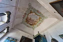 Decorated ceiling in a bedroom of the  venetian villa