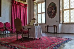 View of the red chamber in eighteenth-century villa in Verona