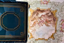 Decorated ceiling of the bischop's chamber in the venetian villa Sagramoso